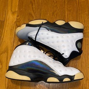 Jordan 13 “Hologram”. WHITE/TROPICAL TEAL-BLACK-WOLF